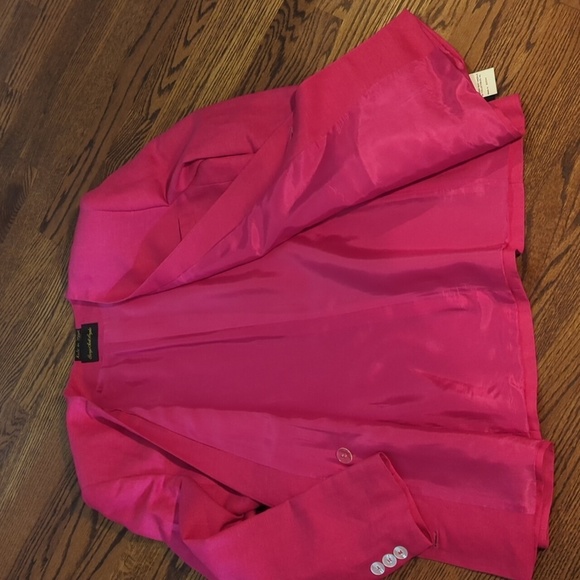 Vtg Giorgio Sant'Angelo Fuschia Pink Linen Blend Long Blazer NWT Sz 16 - Picture 7 of 9